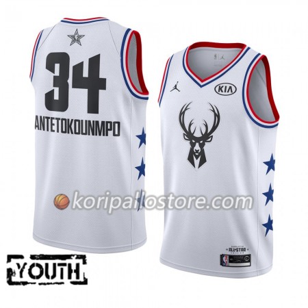 Milwaukee Bucks Giannis Antetokounmpo 34 2019 All Star Jordan Brand Valkoinen Lasten Pelipaidat Swingman